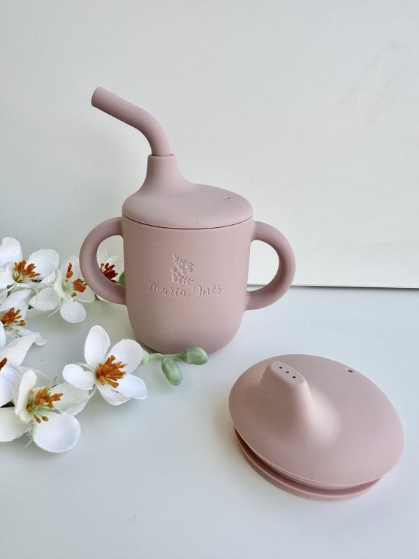 Copo de Aprendizagem 3 em 1, Silicone Rosa Claro