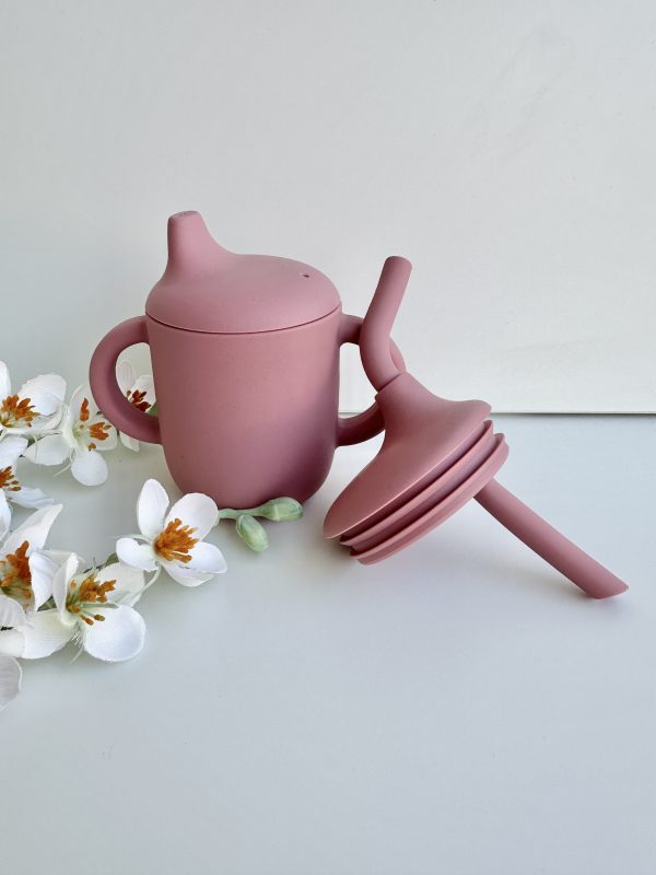 Copo de Aprendizagem 3 em 1, Silicone Rosa Escuro