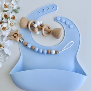 Babete Silicone, Azul Bebé