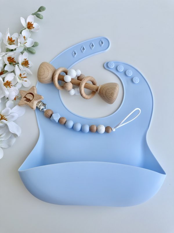 Babete Silicone, Azul Bebé