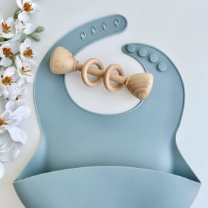 Babete Silicone, Azul-acinzentado