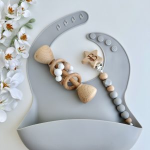 Babete Silicone, Cinza
