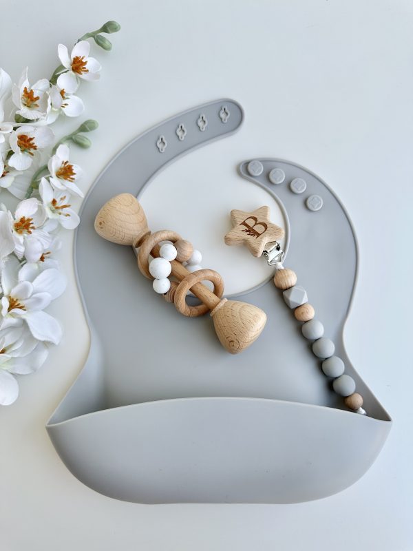 Babete Silicone, Cinza