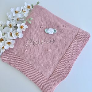 Manta para Bebé, Pompom Rosa Velho