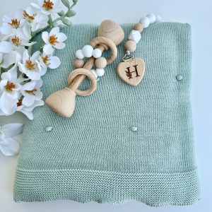 Manta para Bebé, Pompom Verde