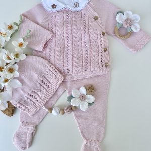 Conjunto de Malha Roupa Bebé, Trespasse Rosa