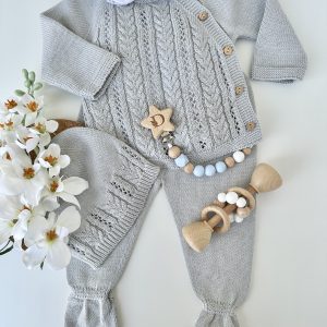 Conjunto de Malha Roupa Bebé, Trespasse Cinza