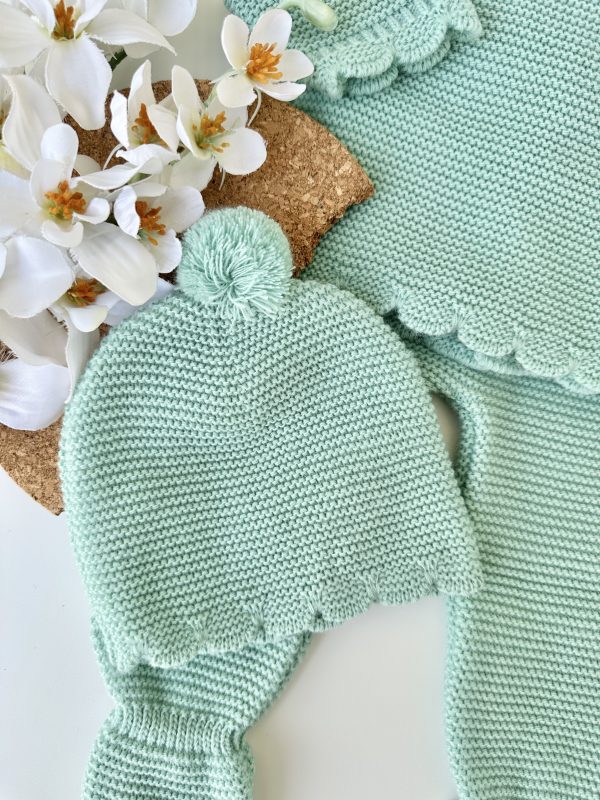 Conjunto de Malha Roupa Bebé, Botões Verde - Image 3