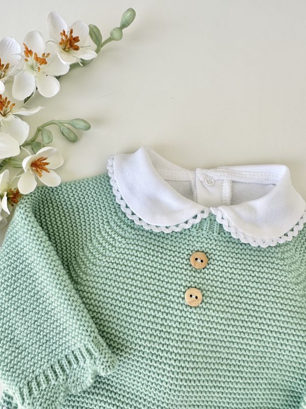 Conjunto de Malha Roupa Bebé, Botões Verde - Image 2