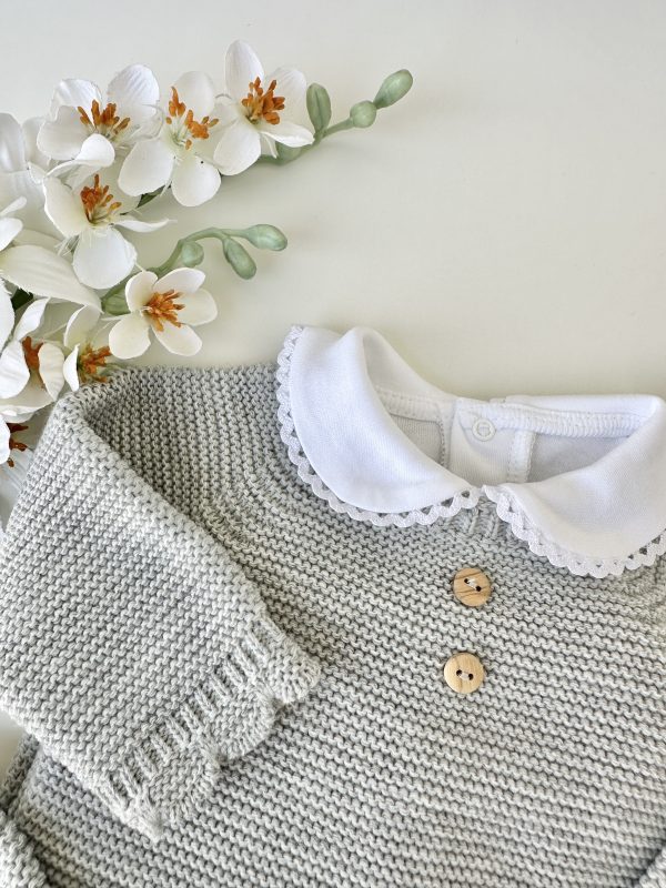 Conjunto de Malha Roupa Bebé, Botões Cinza - Image 2